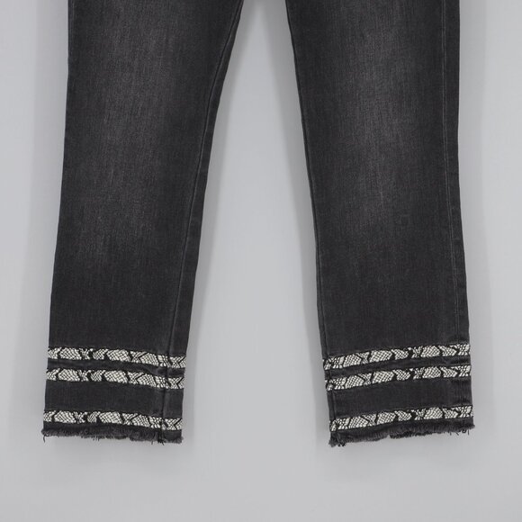 DRIFTWOOD Colette Straight Crop Jean Snake Print Dark Wash Raw Hem Size 28 - Picture 3 of 8